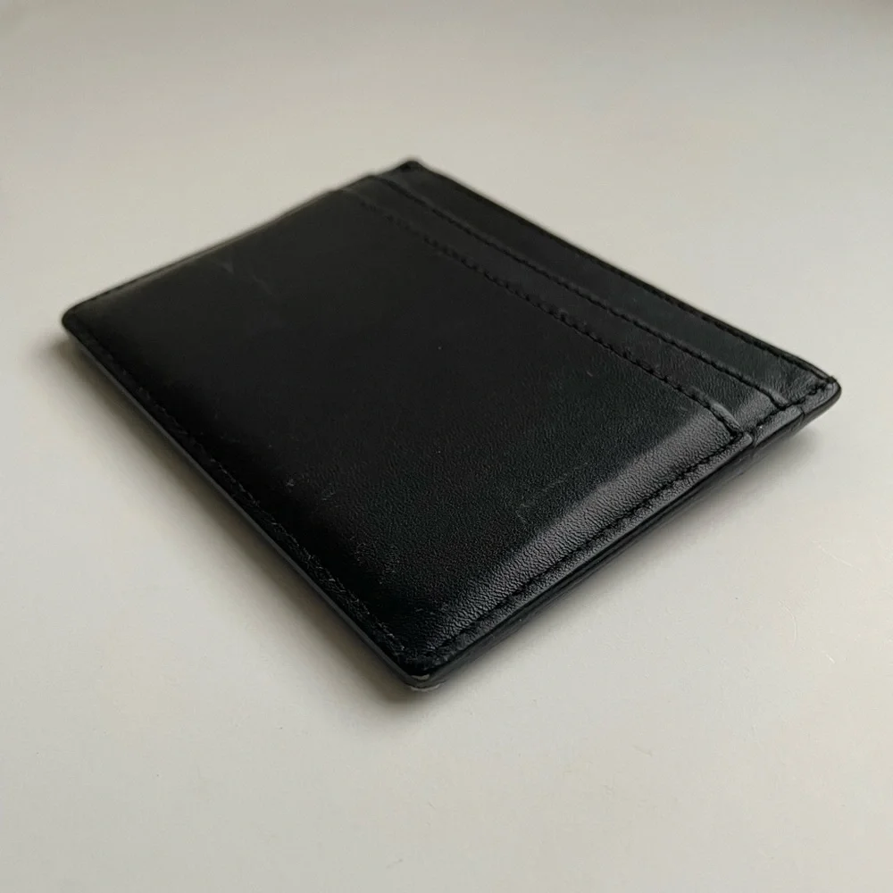 YSL Yves Saint Laurent Smooth Leather Black Gold Cardholder Wallet Pouch Purse - Picture 7 of 9